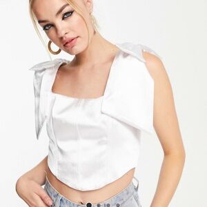 ASOS White Satin Crop Top